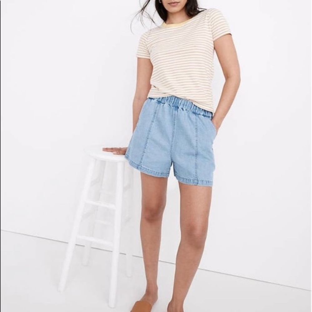 Madewell Women's Blue Rathmore Wash Denim Easy Pull-On Shorts Size XXL